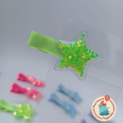 Hair Clip Estrela - Verde Neon