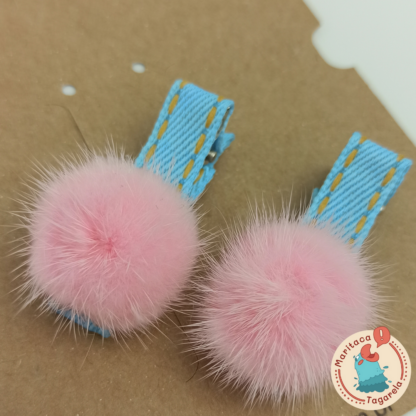 Hair Clip Pompom Rosa - Image 2