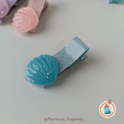 Hair Clip Glitter Concha - Azul P