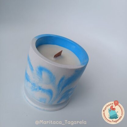 Vela Aromática - Ritmo Radiante (Pote Boho Zen – 130g) - Cor: Branco/Azul - Image 2