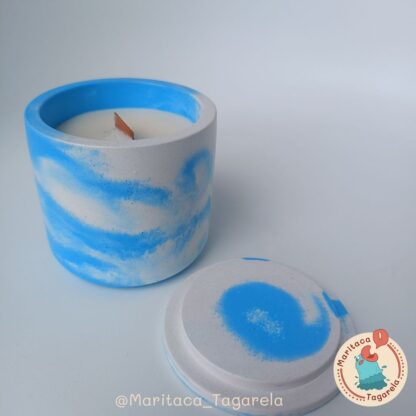 Vela Aromática - Ritmo Radiante (Pote Boho Zen – 130g) - Cor: Branco/Azul