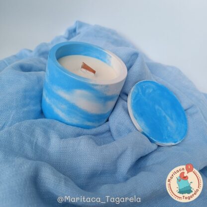 Vela Aromática - Ritmo Radiante (Pote Boho Zen – 130g) - Cor: Branco/Azul - Image 4