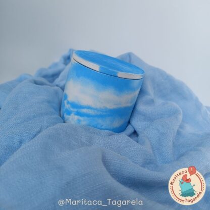 Vela Aromática - Ritmo Radiante (Pote Boho Zen – 130g) - Cor: Branco/Azul - Image 5