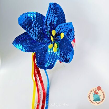 Tiara Flor de Paetê Azul - Image 2