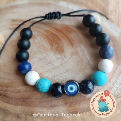 Pulseira em Pedras Naturais Olho Grego