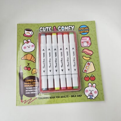 Livro de Colorir Anti Estresse + 6 Canetinhas Ponta Dupla – Cute Comfy Edição Especial 01 - Imagem 2