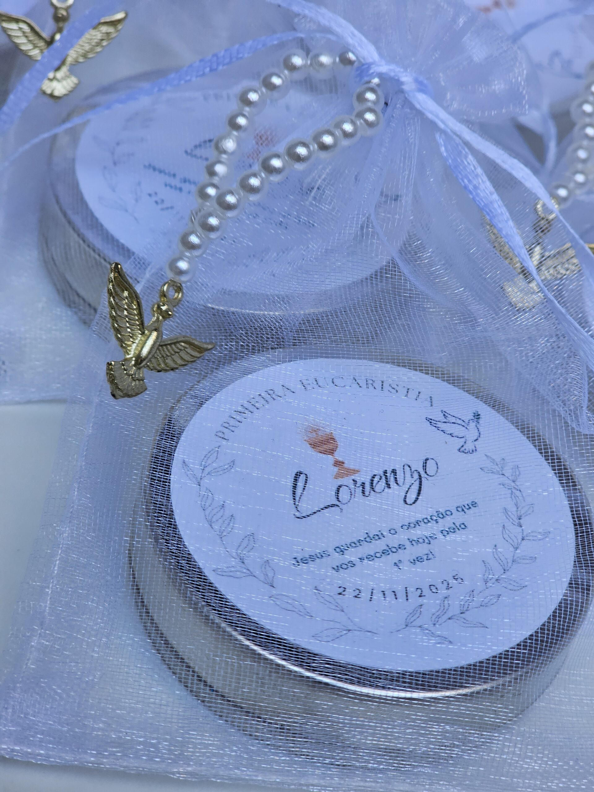 Kit Vela Lembrancinha Batizado/Comunhão | Espírito Santo Personalizada