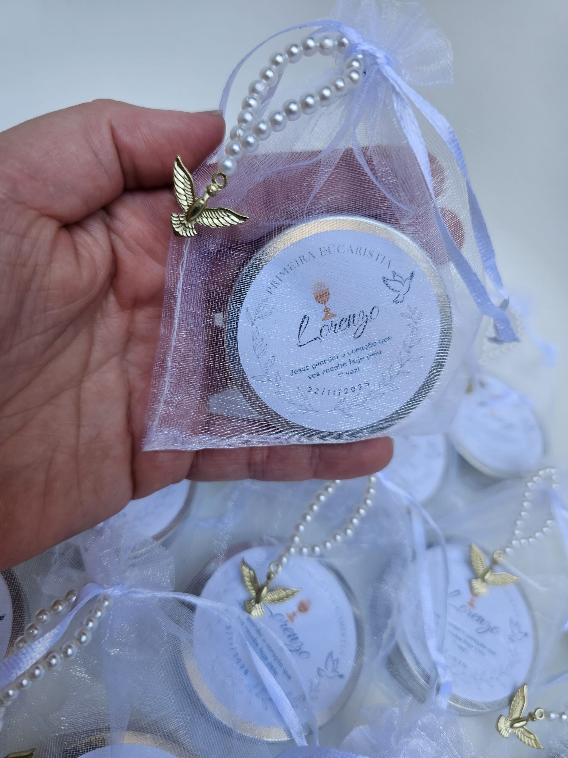 Kit Vela Lembrancinha Batizado/Comunhão | Espírito Santo Personalizada - Imagem 2