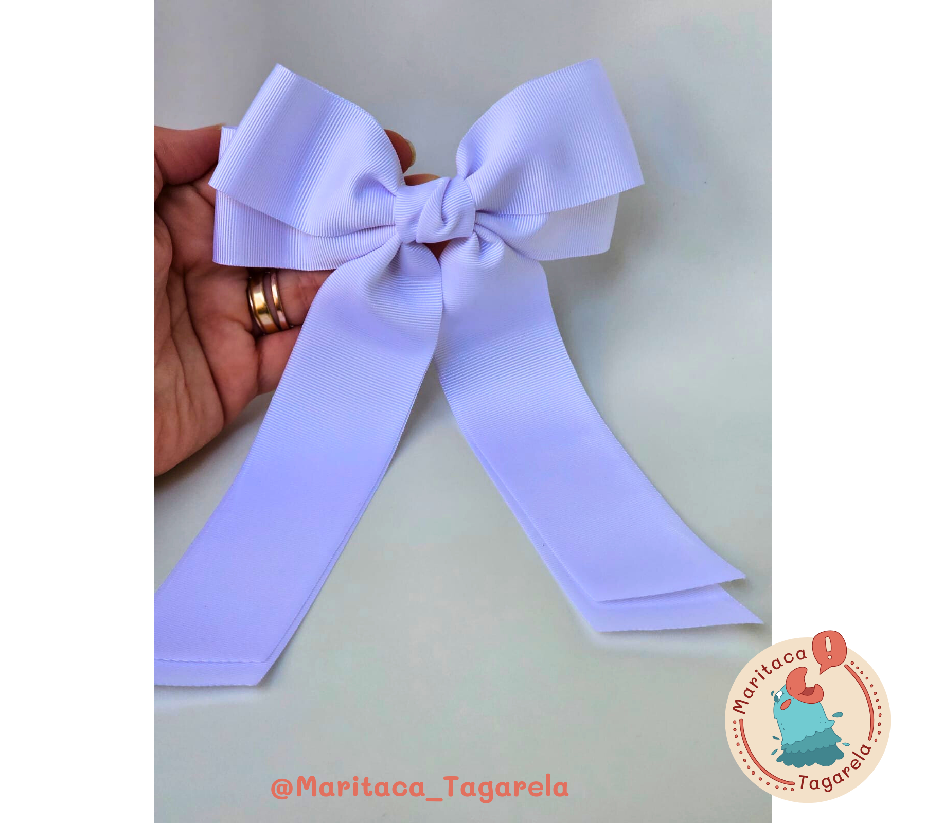 Laço Tradicional Branco Clássico (Batizado, Eucaristia e Noivas)