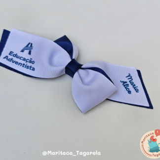 Laço Escolar com Nome e Logo da Escola - Personalizado (12cm).