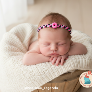 Faixa meia de seda Trançada com aplique Donuts