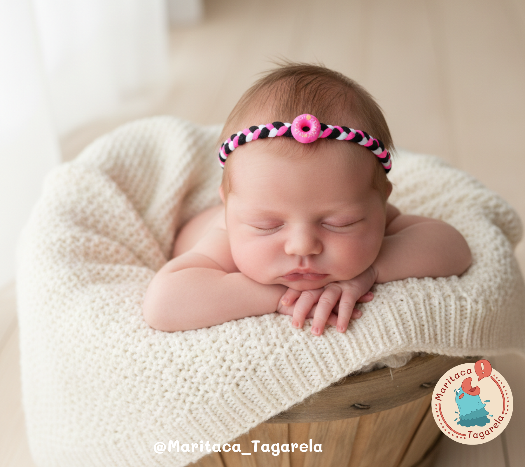 Faixa meia de seda Trançada com aplique Donuts