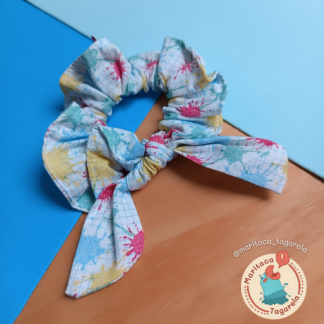 Scrunchie Aquarela com Laço