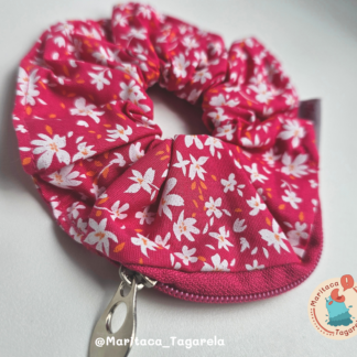 Scrunchie Bolsinha Floral Pink