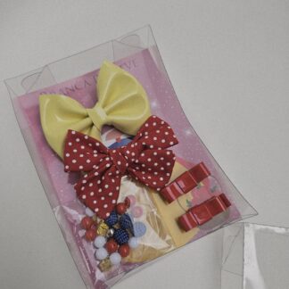 Kit Princesa Branca de Neve – Laços + Presilhas + Pulseira DIY