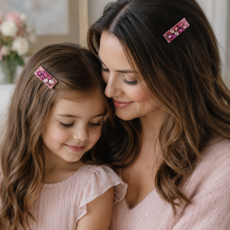 Presilha de Cabelo Veludo Rosa com Pedrarias Pink